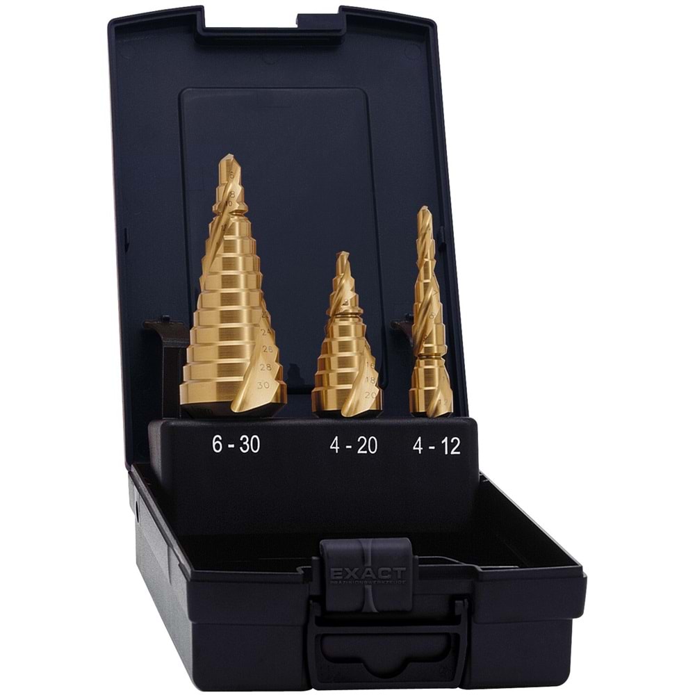 Kademeli Matkap Ucu Seti EXACT TİN ROTASTOP+SPİRALE 4-12/4-20/6-30 MM ( SET )