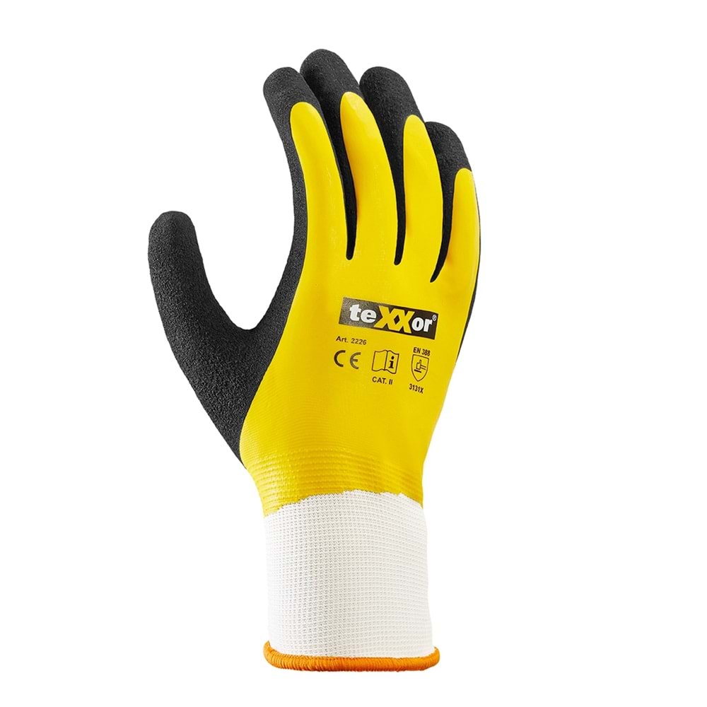 teXXor Polyester Lateks Eldiven (SARI) - . - 7-S