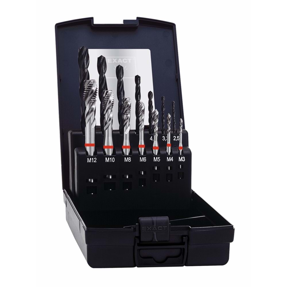 Kırmızı Helis Makine Kılavuzu + Matkap Ucu Set HM7R EXACT HSS-E 35° M3-M12(SET)