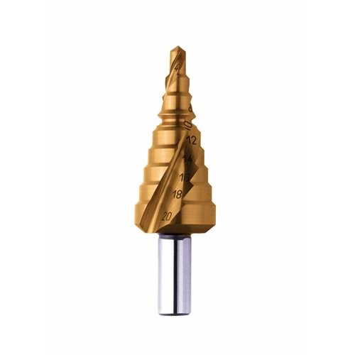 Kademeli Matkap Ucu EXACT HSS TİN ROTASTOP+SPİRALE 4-20 MM ( ADET )