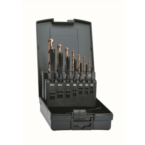 Mavi Düz Makine Kılavuzu Set HM2S EXACT VA HSS-E M3-M12(SET)
