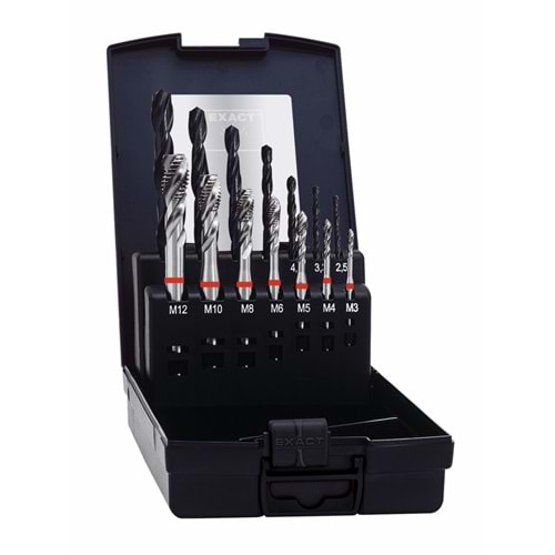 Kırmızı Helis Makine Kılavuzu + Matkap Ucu Set HM7R EXACT HSS-E 35° M3-M12(SET)