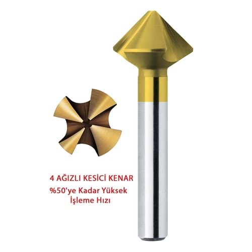 4 AĞIZLI HAVŞA EXACT ADVANCED LINE PRO HSS TIN 90 10,40 MM,4-Fİ SCHAFT ( ADET )