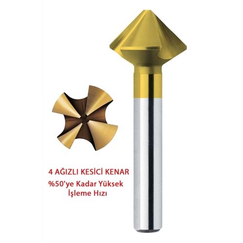 4 AĞIZLI HAVŞA EXACT ADVANCED LINE PRO HSS TIN 90 12,40 MM,4-Fİ SCHAFT ( ADET )